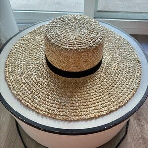 lack of color mira wide brim straw boater summer sun hat size small 55cm NEW